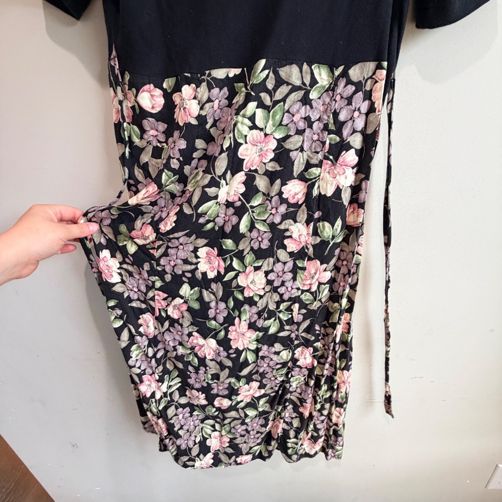 VTG Laura Tyler Floral Dress Womens 18W Short Sleeve Cotton Rayon Cottagecore - Picture 2 of 7